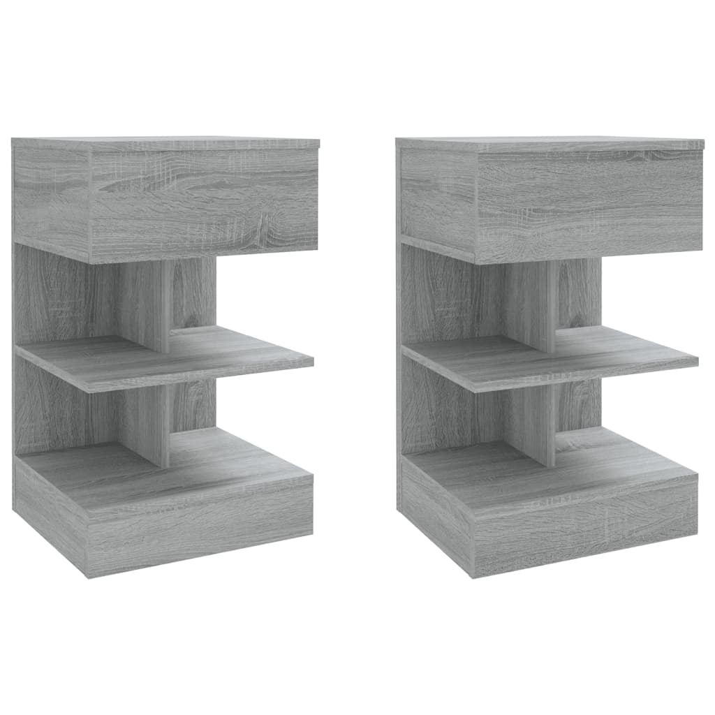 Nachtkastjes 2 st 40x35x65 cm bewerkt hout grijs sonoma eiken Nachtkastjes | Creëer jouw Trendy Thuis | Gratis bezorgd & Retour | Trendy.nl