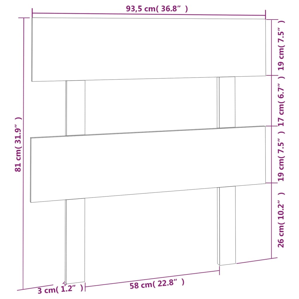 Hoofdbord 93,5x3x81 cm massief grenenhout grijs Hoofdborden en voetborden | Creëer jouw Trendy Thuis | Gratis bezorgd & Retour | Trendy.nl