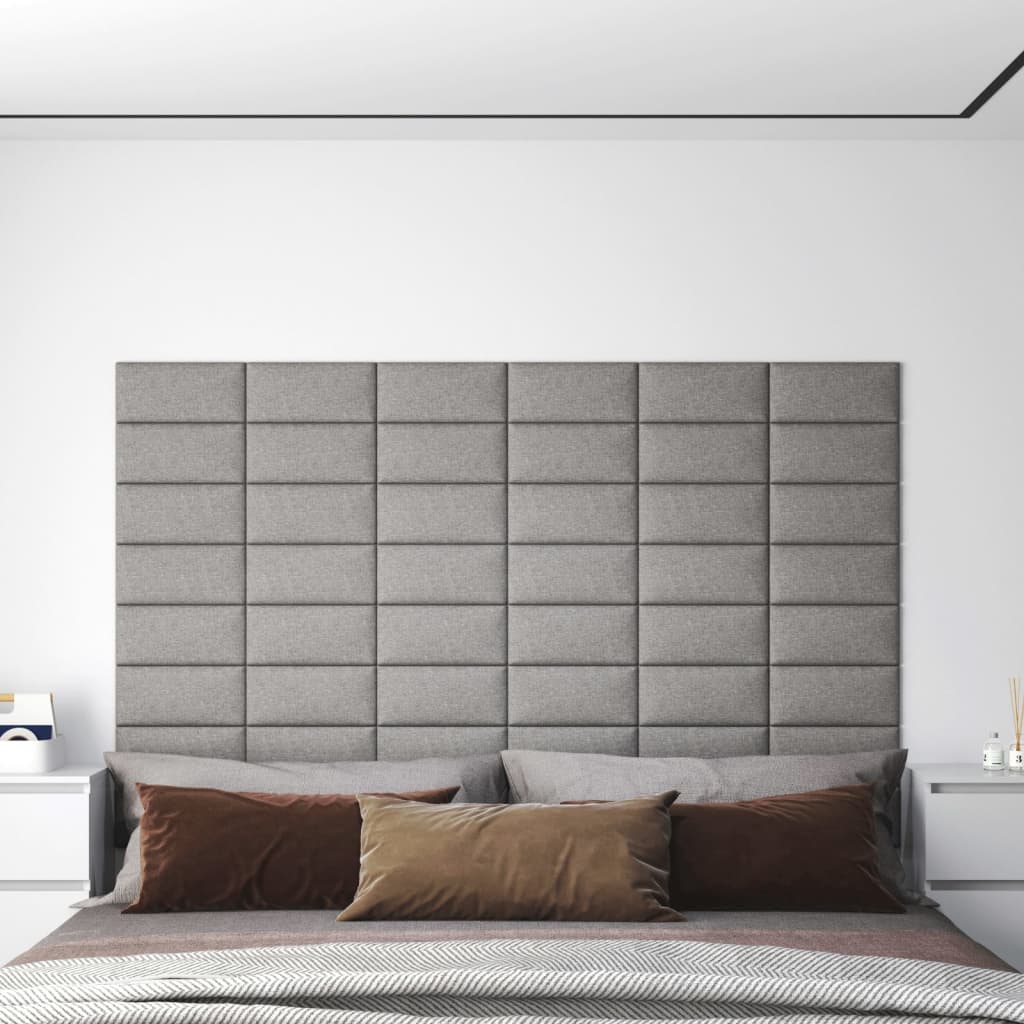 Wandpanelen 12 st 0,54 m² 30x15 cm stof lichtgrijs Wandpanelen | Creëer jouw Trendy Thuis | Gratis bezorgd & Retour | Trendy.nl