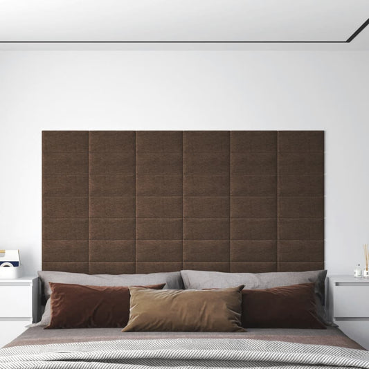 Wandpanelen 12 st 0,54 m² 30x15 cm stof bruin