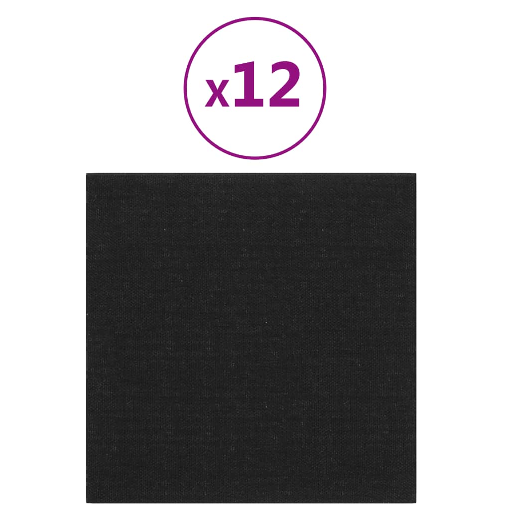 Wandpanelen 12 st 1,08 m² 30x30 cm stof zwart Wandpanelen | Creëer jouw Trendy Thuis | Gratis bezorgd & Retour | Trendy.nl