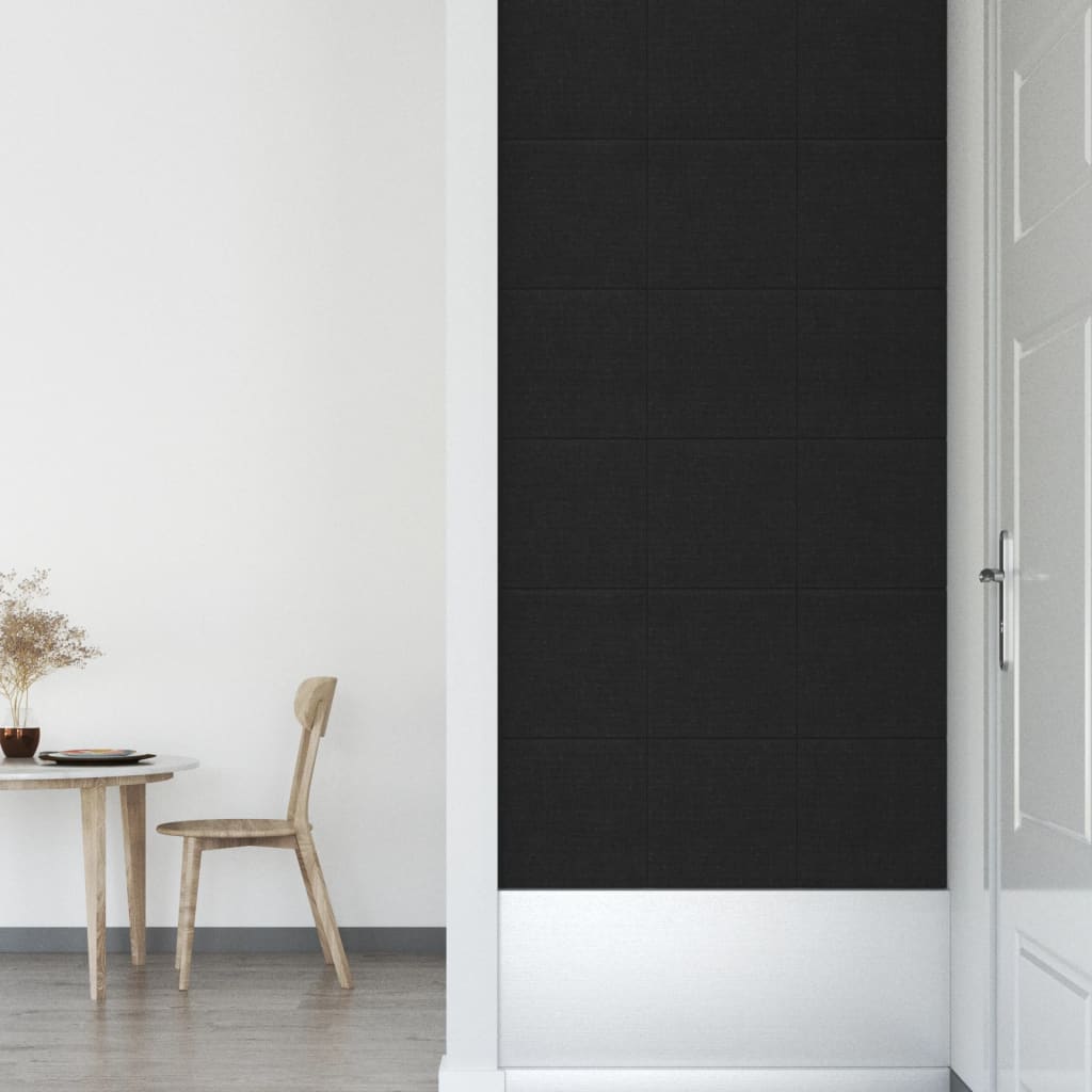 Wandpanelen 12 st 1,08 m² 30x30 cm stof zwart Wandpanelen | Creëer jouw Trendy Thuis | Gratis bezorgd & Retour | Trendy.nl