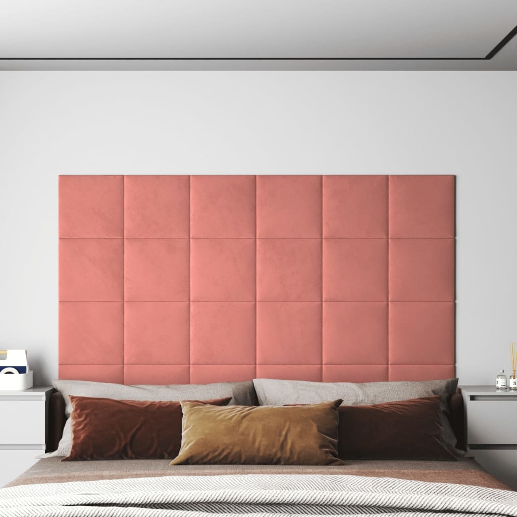 Wandpanelen 12 st 1,08 m² 30x30 cm fluweel roze Wandpanelen | Creëer jouw Trendy Thuis | Gratis bezorgd & Retour | Trendy.nl