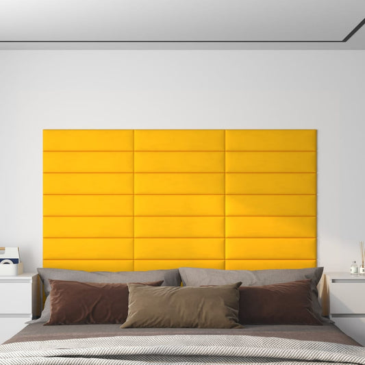 Wandpanelen 12 st 1,08 m² 60x15 cm fluweel geel Wandpanelen | Creëer jouw Trendy Thuis | Gratis bezorgd & Retour | Trendy.nl