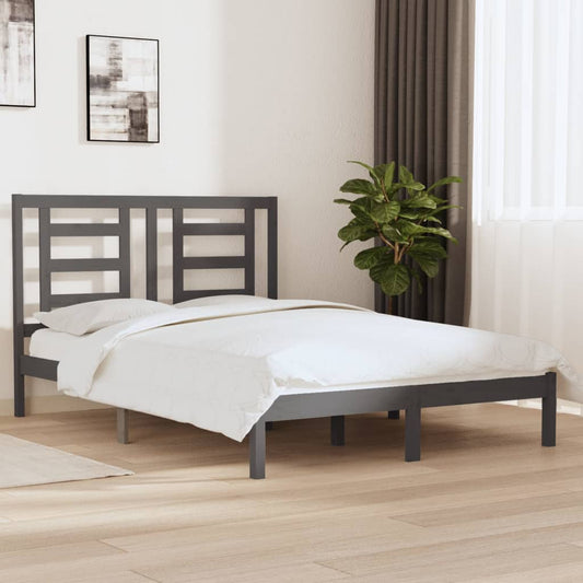 Luxe bedframe van massief grenenhout in grijze kleur | 150x200 cm | King Size | SEO vriendelijk