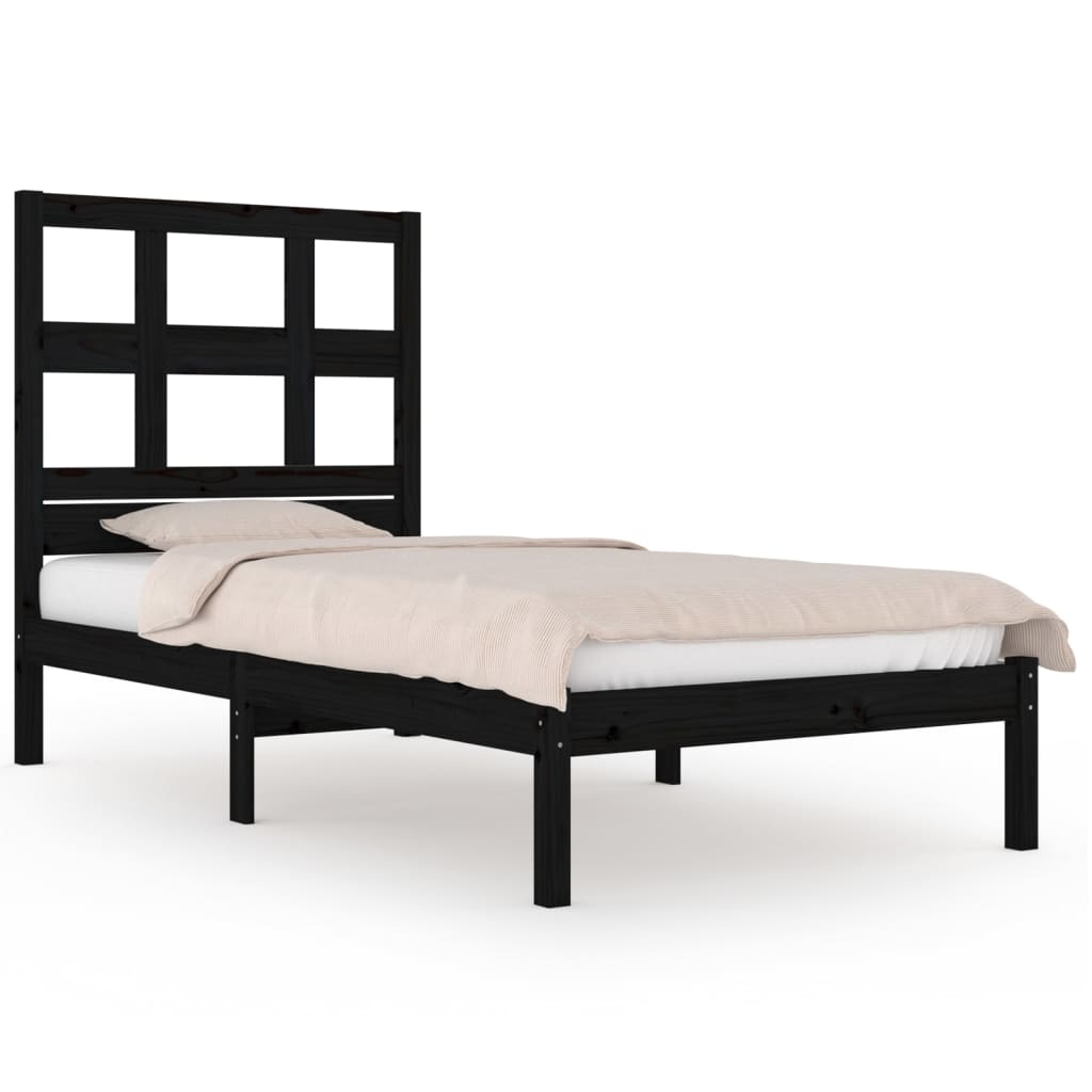 Zwart bedframe van massief grenenhout - 90x190 cm - Enkele 3FT Single Bedden & bedframes | Creëer jouw Trendy Thuis | Gratis bezorgd & Retour | Trendy.nl