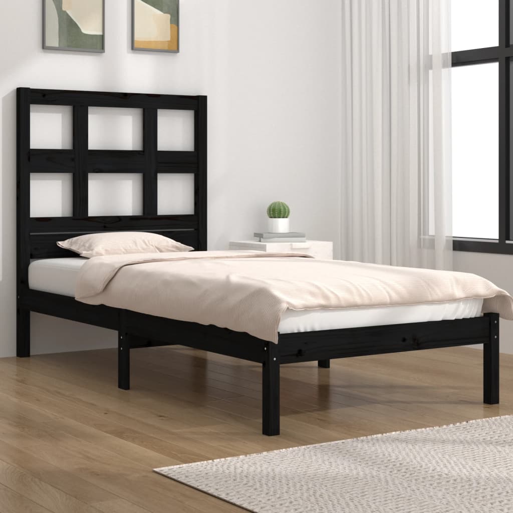 Zwart bedframe van massief grenenhout - 90x190 cm - Enkele 3FT Single Bedden & bedframes | Creëer jouw Trendy Thuis | Gratis bezorgd & Retour | Trendy.nl