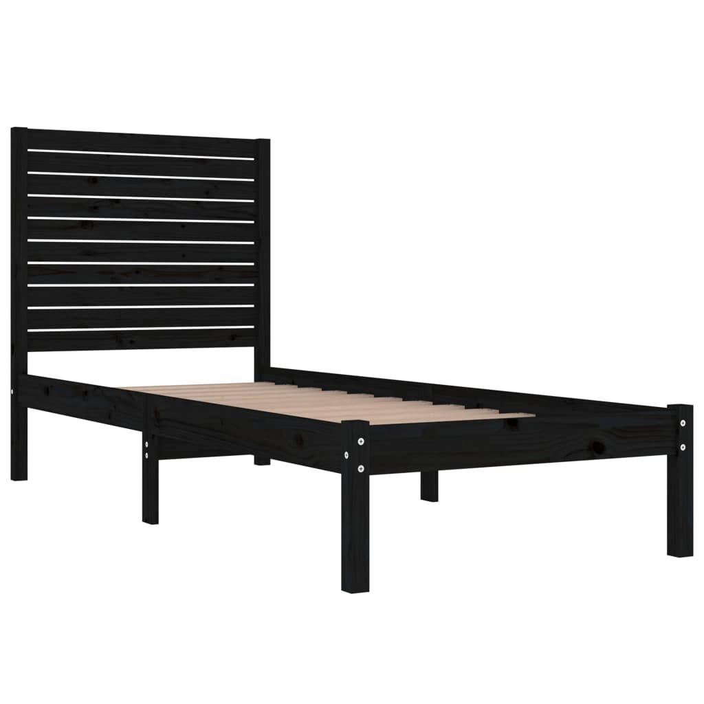 Stijlvolle zwarte massief houten bedframe - 90x190 cm - 3FT6 Single Bedden & bedframes | Creëer jouw Trendy Thuis | Gratis bezorgd & Retour | Trendy.nl