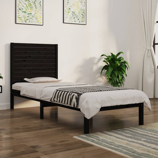 Stijlvolle zwarte massief houten bedframe - 90x190 cm - 3FT6 Single Bedden & bedframes | Creëer jouw Trendy Thuis | Gratis bezorgd & Retour | Trendy.nl
