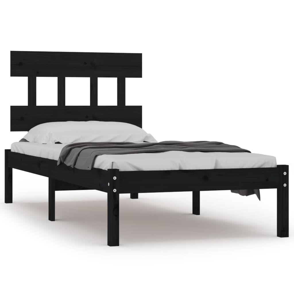 Zwart massief houten bedframe - 90x190 cm - Stijlvolle eenpersoons slaapoplossing Bedden & bedframes | Creëer jouw Trendy Thuis | Gratis bezorgd & Retour | Trendy.nl