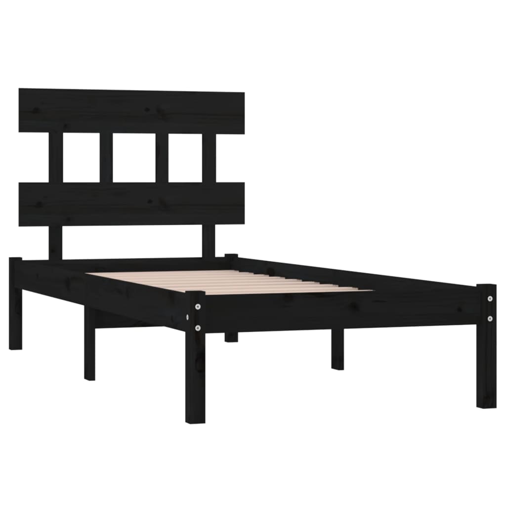 Zwart massief houten bedframe - 90x190 cm - Stijlvolle eenpersoons slaapoplossing Bedden & bedframes | Creëer jouw Trendy Thuis | Gratis bezorgd & Retour | Trendy.nl