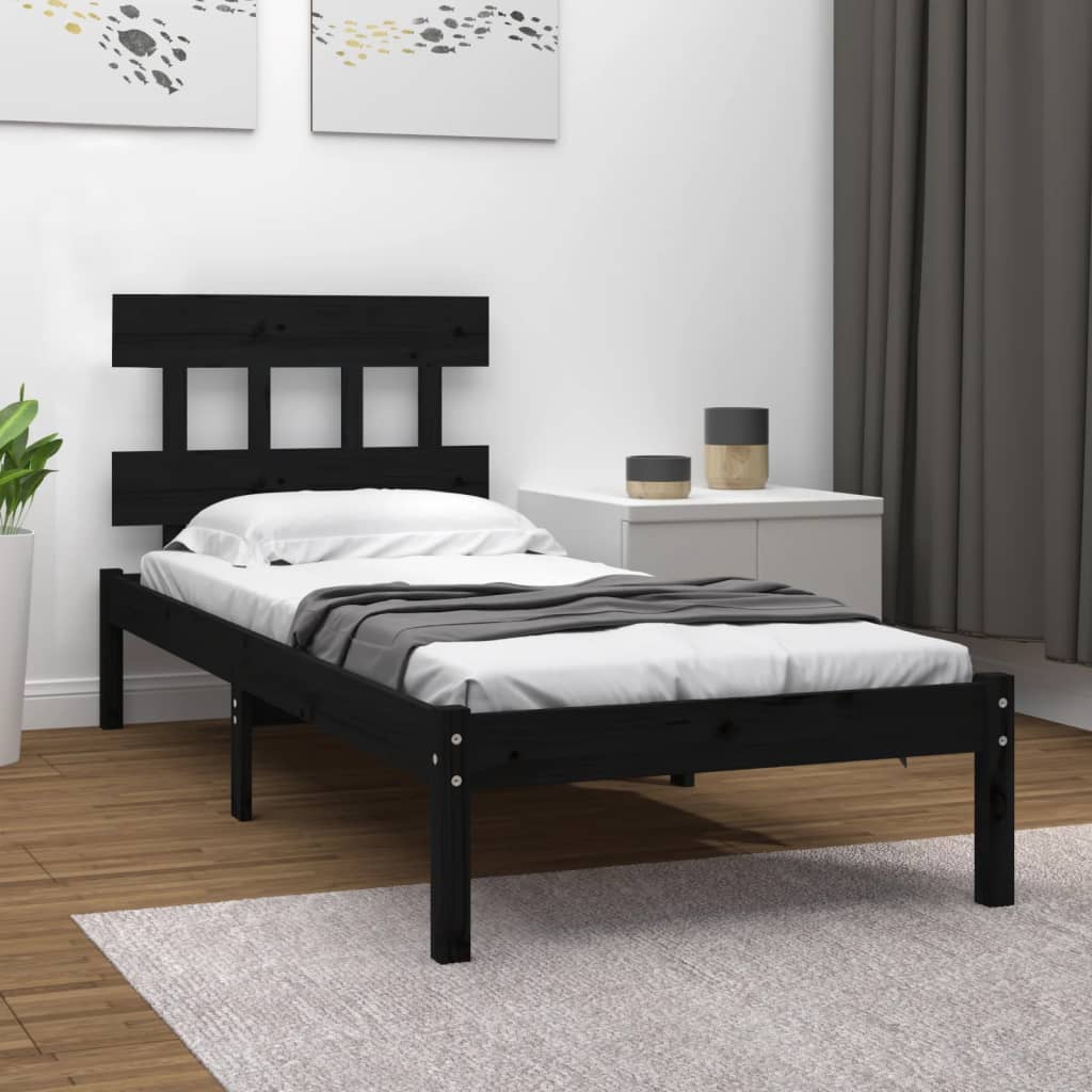 Zwart massief houten bedframe - 90x190 cm - Stijlvolle eenpersoons slaapoplossing Bedden & bedframes | Creëer jouw Trendy Thuis | Gratis bezorgd & Retour | Trendy.nl