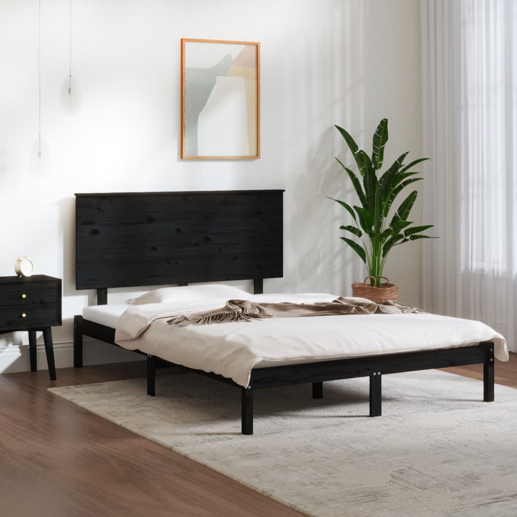 Zwart bedframe van massief grenenhout - 140x200 cm, stijlvol en stevig Bedden & bedframes | Creëer jouw Trendy Thuis | Gratis bezorgd & Retour | Trendy.nl