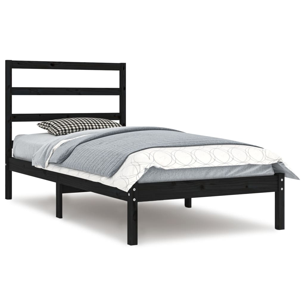 Zwart massief houten bedframe - 90x190 cm - Enkele maat (3FT) Bedden & bedframes | Creëer jouw Trendy Thuis | Gratis bezorgd & Retour | Trendy.nl