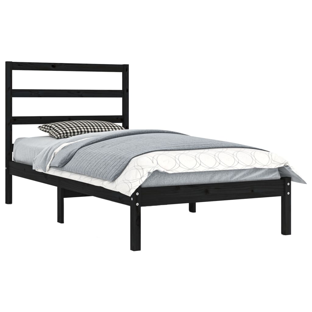 Zwart massief houten bedframe - 90x190 cm - Enkele maat (3FT) Bedden & bedframes | Creëer jouw Trendy Thuis | Gratis bezorgd & Retour | Trendy.nl