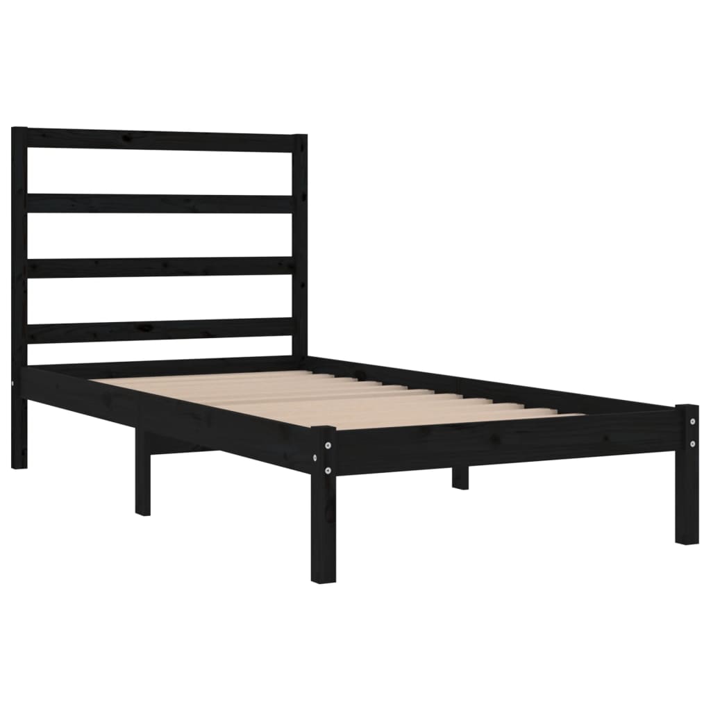 Zwart massief houten bedframe - 90x190 cm - Enkele maat (3FT) Bedden & bedframes | Creëer jouw Trendy Thuis | Gratis bezorgd & Retour | Trendy.nl