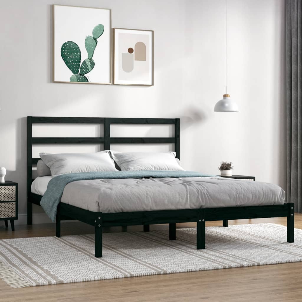 Zwart bedframe van massief grenenhout 140x200 cm: stijlvol en duurzaam bed voor een goede nachtrust Bedden & bedframes | Creëer jouw Trendy Thuis | Gratis bezorgd & Retour | Trendy.nl