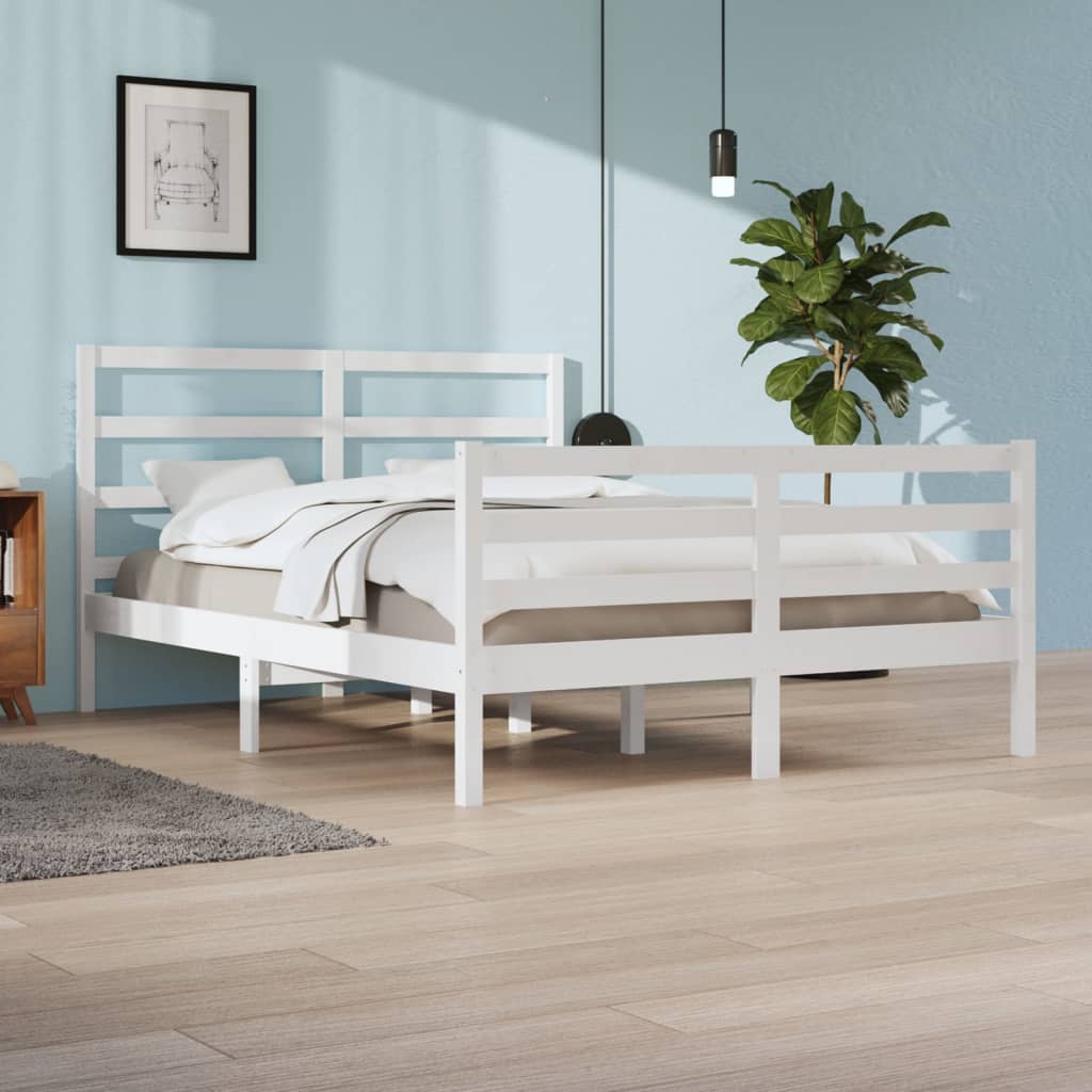 Bedframe massief grenenhout wit 140x200 cm Bedden & bedframes | Creëer jouw Trendy Thuis | Gratis bezorgd & Retour | Trendy.nl