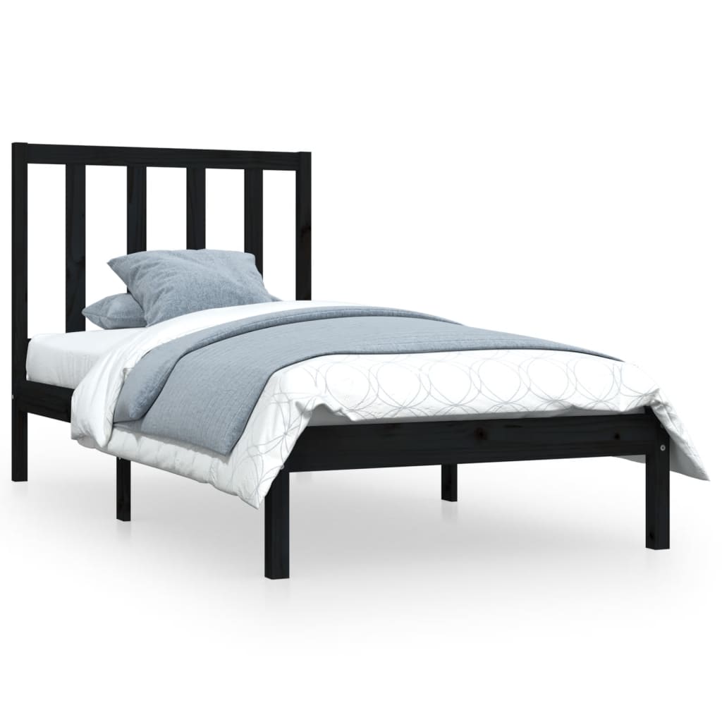 Stijlvol zwart bedframe van massief grenenhout - 90x190 cm (3FT) éénpersoons Bedden & bedframes | Creëer jouw Trendy Thuis | Gratis bezorgd & Retour | Trendy.nl