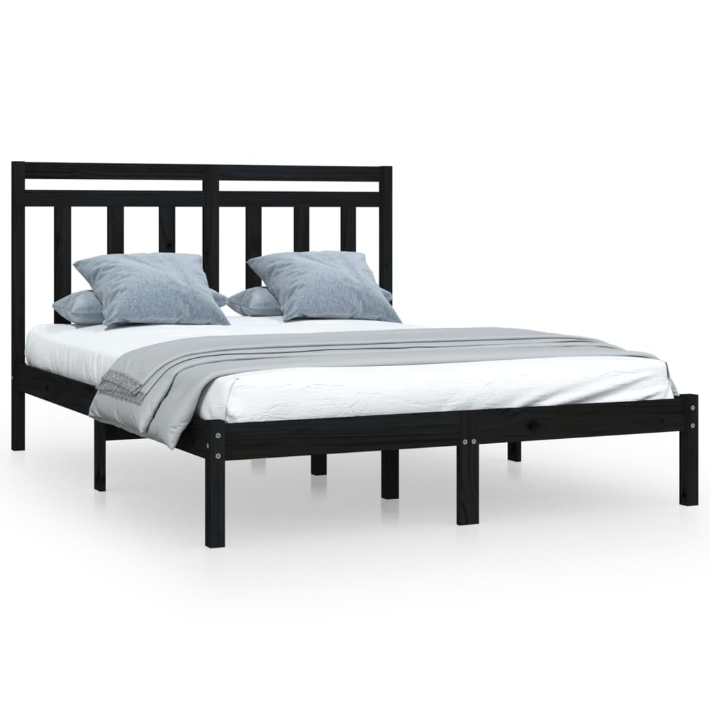 Zwart massief houten bedframe - 140x190 cm - Stijlvolle en duurzame slaapkamer toevoeging Bedden & bedframes | Creëer jouw Trendy Thuis | Gratis bezorgd & Retour | Trendy.nl