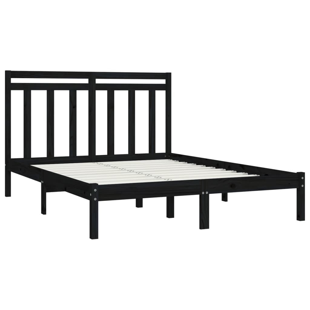 Zwart massief houten bedframe - 140x190 cm - Stijlvolle en duurzame slaapkamer toevoeging Bedden & bedframes | Creëer jouw Trendy Thuis | Gratis bezorgd & Retour | Trendy.nl