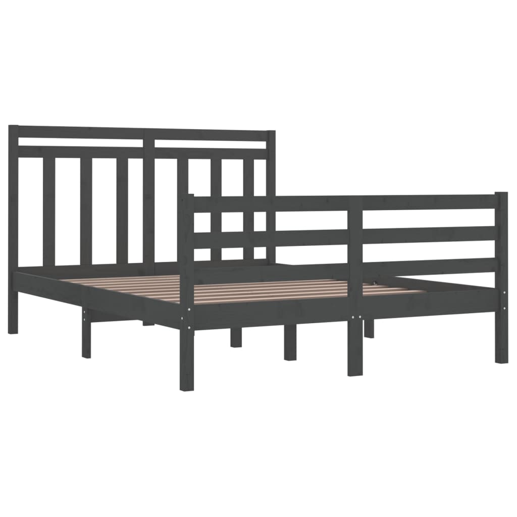 Bedframe massief hout grijs 140x190 cm Bedden & bedframes | Creëer jouw Trendy Thuis | Gratis bezorgd & Retour | Trendy.nl