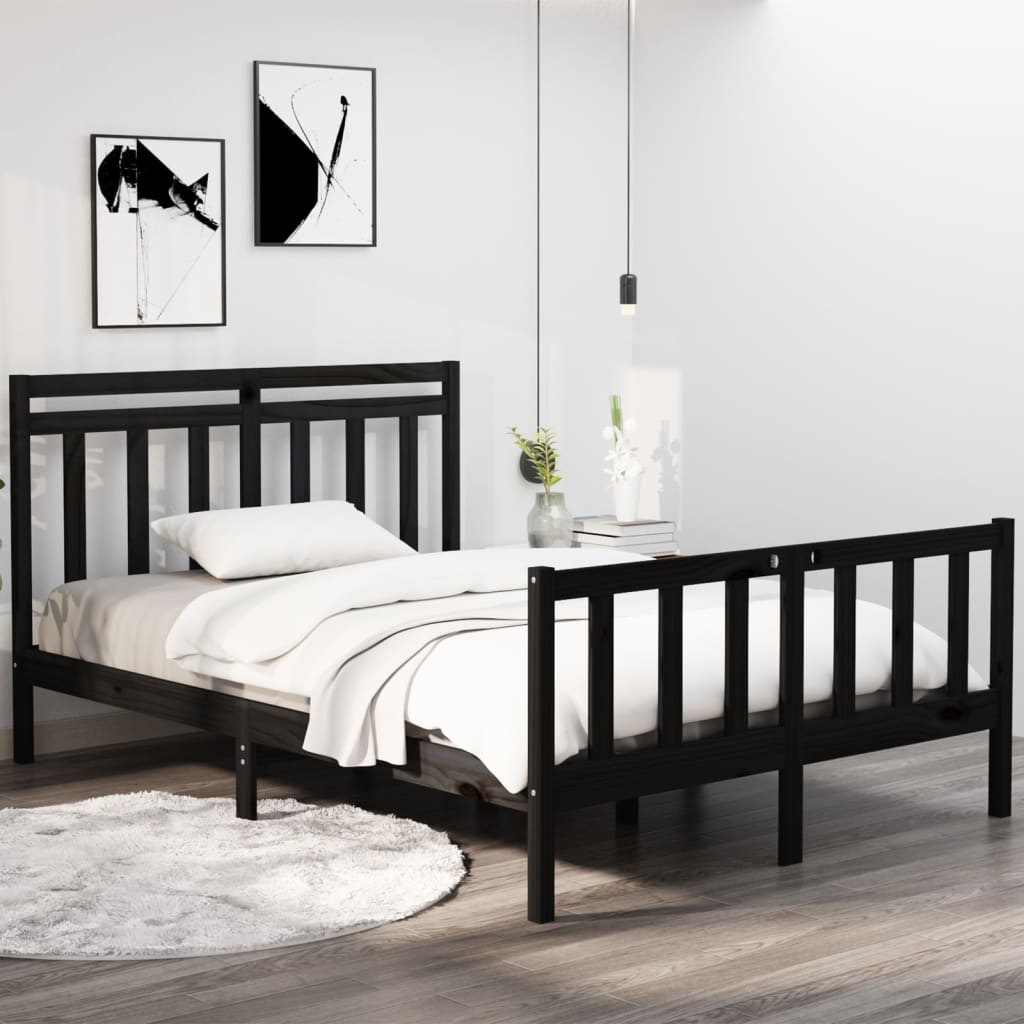 Stijlvol bedframe van zwart massief hout - 140x190 cm Bedden & bedframes | Creëer jouw Trendy Thuis | Gratis bezorgd & Retour | Trendy.nl