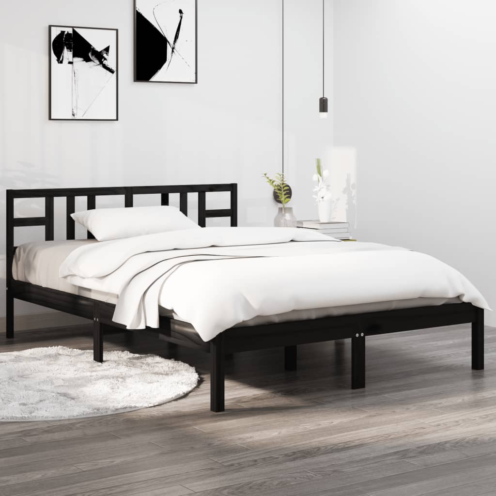 Stijlvol en duurzaam zwart bedframe van massief hout - 140x190 cm Bedden & bedframes | Creëer jouw Trendy Thuis | Gratis bezorgd & Retour | Trendy.nl