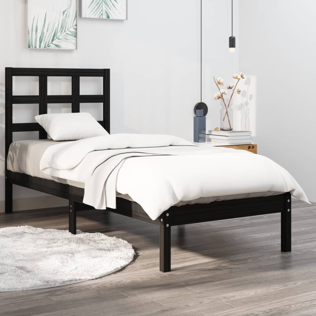 Stijlvol zwart bedframe van massief hout - 90x190 cm (3FT Single) Bedden & bedframes | Creëer jouw Trendy Thuis | Gratis bezorgd & Retour | Trendy.nl