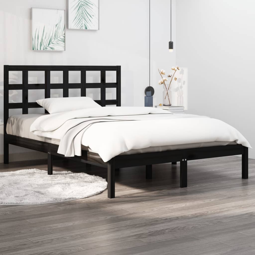 Stijlvol zwart bedframe van massief hout - 140x200 cm Bedden & bedframes | Creëer jouw Trendy Thuis | Gratis bezorgd & Retour | Trendy.nl
