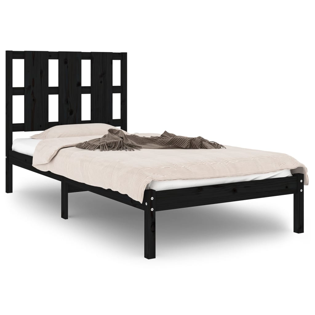 Zwart massief houten bedframe - Comfortabel en stijlvol - 90x190 cm (3FT) Single Bedden & bedframes | Creëer jouw Trendy Thuis | Gratis bezorgd & Retour | Trendy.nl