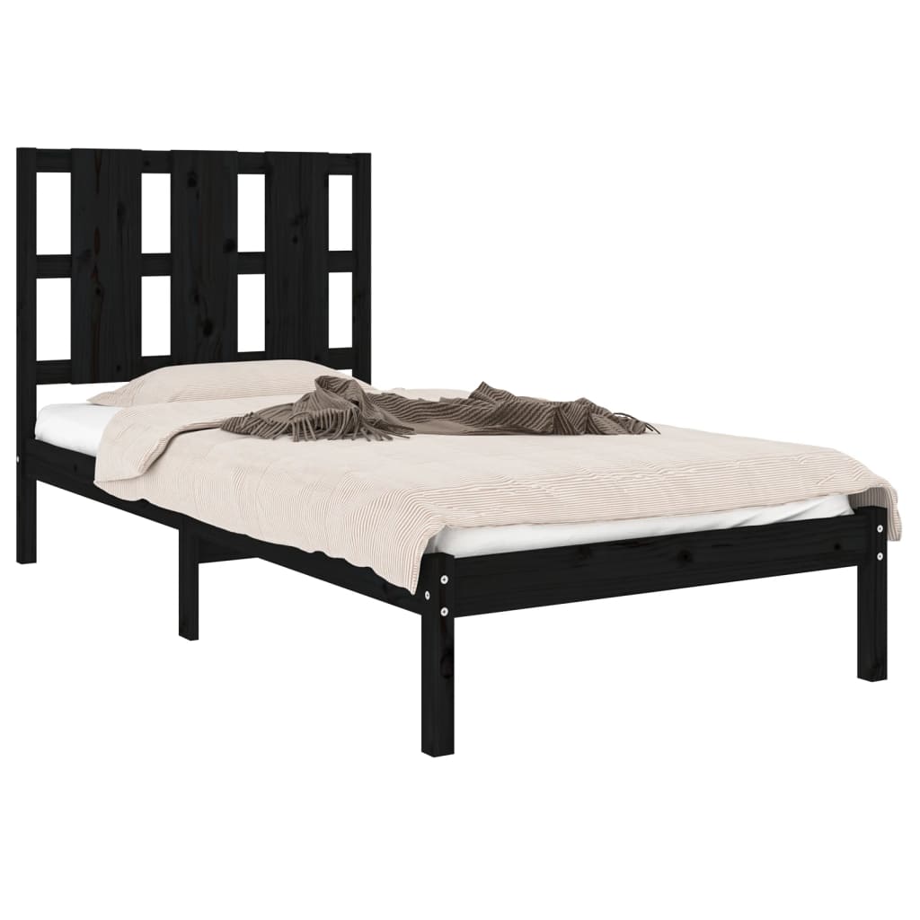 Zwart massief houten bedframe - Comfortabel en stijlvol - 90x190 cm (3FT) Single Bedden & bedframes | Creëer jouw Trendy Thuis | Gratis bezorgd & Retour | Trendy.nl