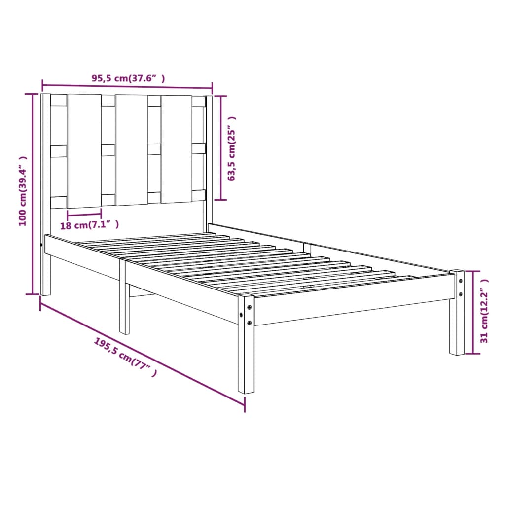 Zwart massief houten bedframe - Comfortabel en stijlvol - 90x190 cm (3FT) Single Bedden & bedframes | Creëer jouw Trendy Thuis | Gratis bezorgd & Retour | Trendy.nl