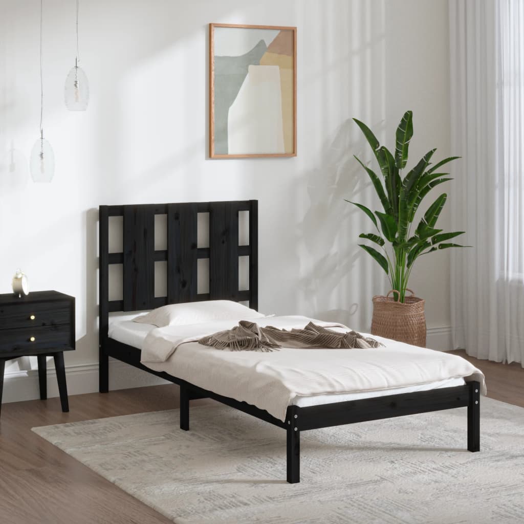 Zwart massief houten bedframe - Comfortabel en stijlvol - 90x190 cm (3FT) Single Bedden & bedframes | Creëer jouw Trendy Thuis | Gratis bezorgd & Retour | Trendy.nl