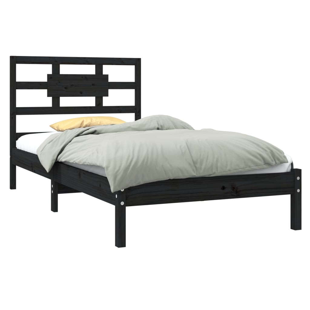 Zwart massief houten bedframe - 90x190 cm - 3FT Single formaat Bedden & bedframes | Creëer jouw Trendy Thuis | Gratis bezorgd & Retour | Trendy.nl