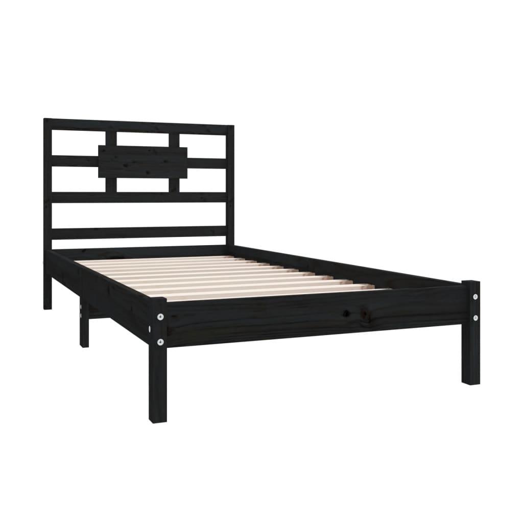 Zwart massief houten bedframe - 90x190 cm - 3FT Single formaat Bedden & bedframes | Creëer jouw Trendy Thuis | Gratis bezorgd & Retour | Trendy.nl