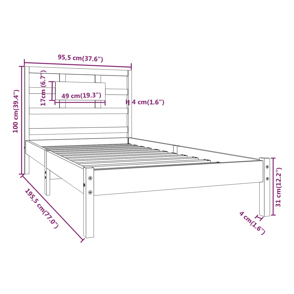 Zwart massief houten bedframe - 90x190 cm - 3FT Single formaat Bedden & bedframes | Creëer jouw Trendy Thuis | Gratis bezorgd & Retour | Trendy.nl