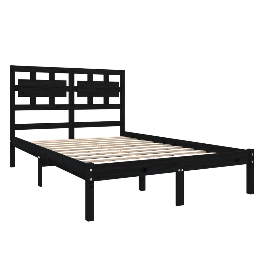 Zwart massief houten bedframe - 140x190 cm - Stijlvol en duurzaam Bedden & bedframes | Creëer jouw Trendy Thuis | Gratis bezorgd & Retour | Trendy.nl