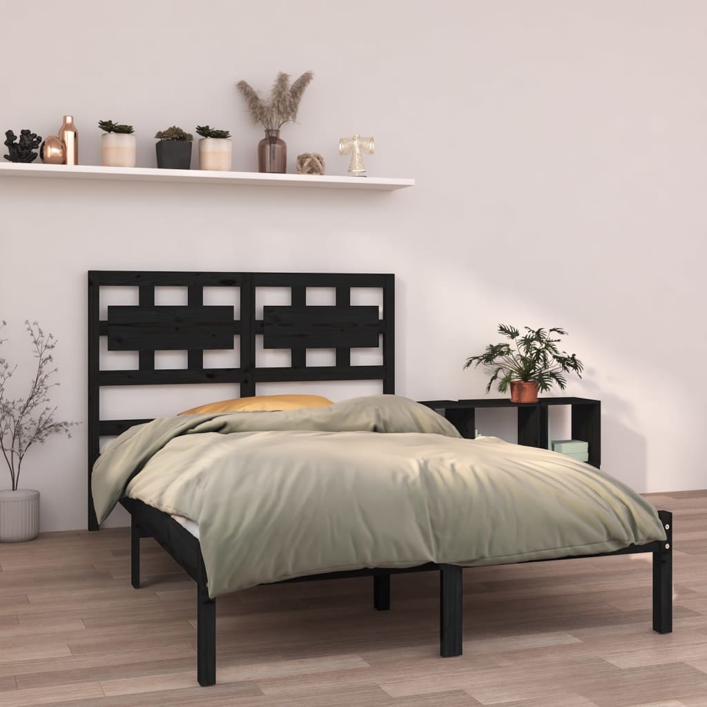 Zwart massief houten bedframe - 140x190 cm - Stijlvol en duurzaam Bedden & bedframes | Creëer jouw Trendy Thuis | Gratis bezorgd & Retour | Trendy.nl