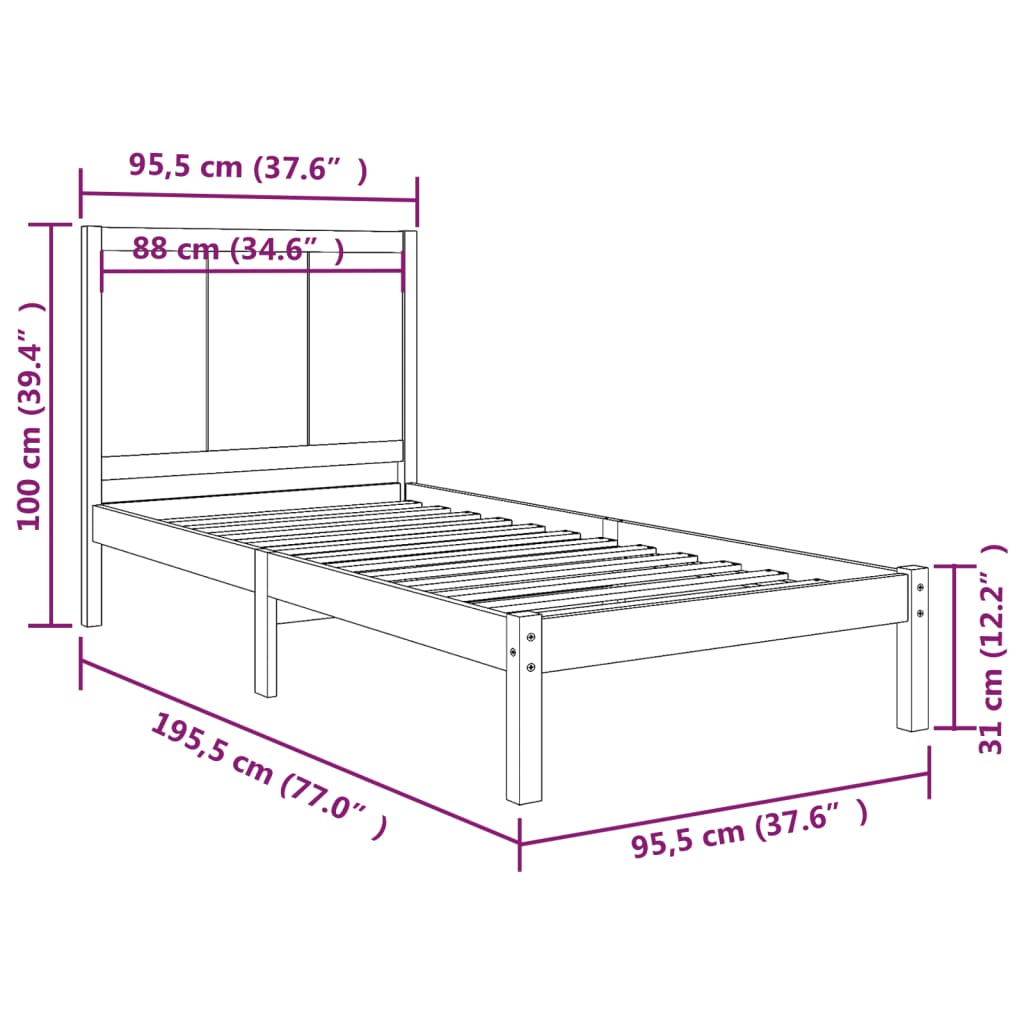 Zwart massief grenenhouten bedframe - 90x190 cm - Eenpersoons bed Bedden & bedframes | Creëer jouw Trendy Thuis | Gratis bezorgd & Retour | Trendy.nl