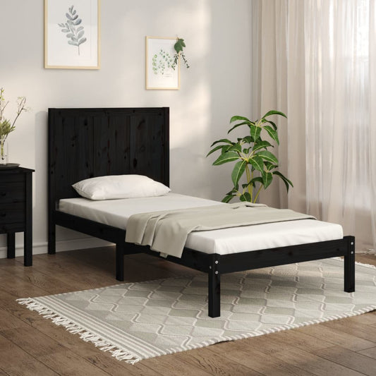 Zwart massief grenenhouten bedframe - 90x190 cm - Eenpersoons bed Bedden & bedframes | Creëer jouw Trendy Thuis | Gratis bezorgd & Retour | Trendy.nl