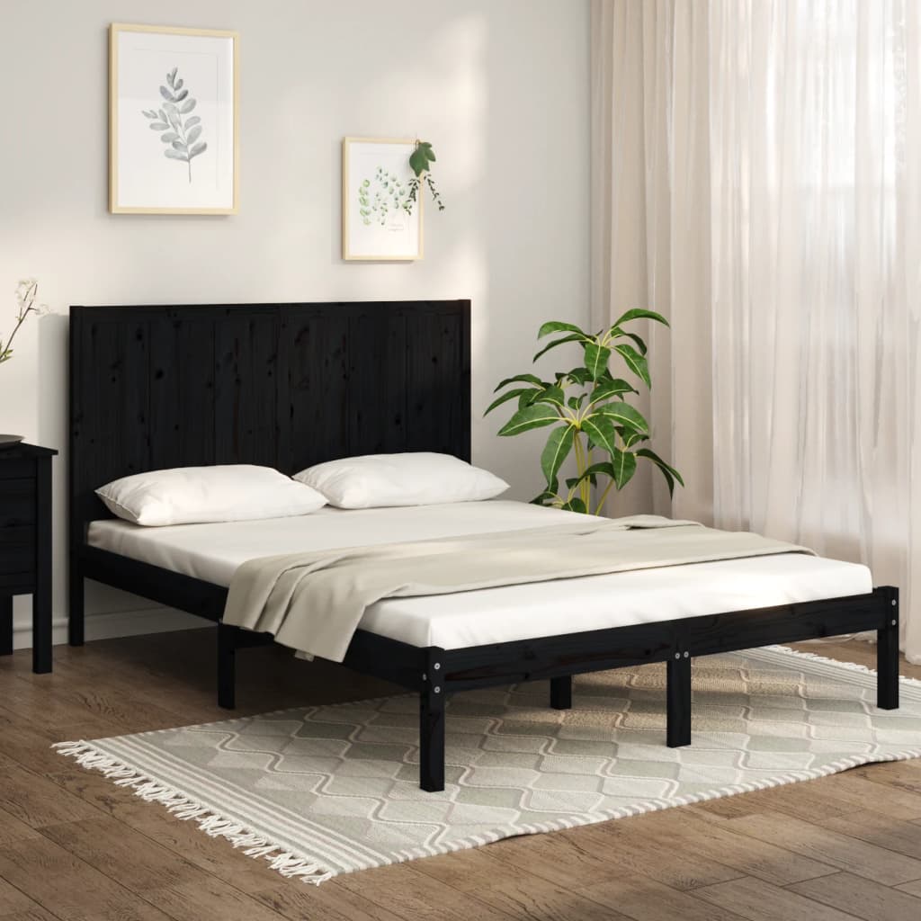 Stevig, elegant bedframe van natuurlijk zwart grenenhout - formaat 140x200 cm Bedden & bedframes | Creëer jouw Trendy Thuis | Gratis bezorgd & Retour | Trendy.nl