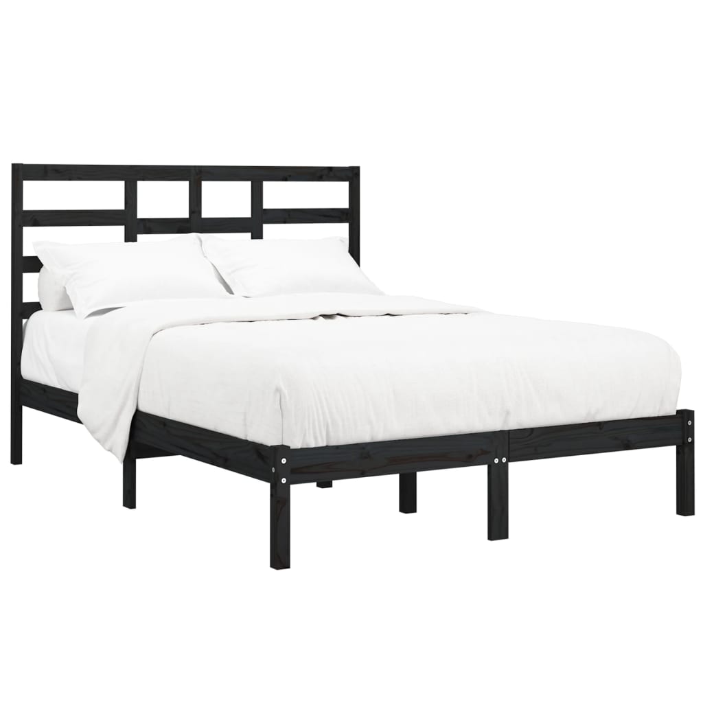 Massief houten bedframe - stijlvol zwart - afmeting 140x190 cm Bedden & bedframes | Creëer jouw Trendy Thuis | Gratis bezorgd & Retour | Trendy.nl