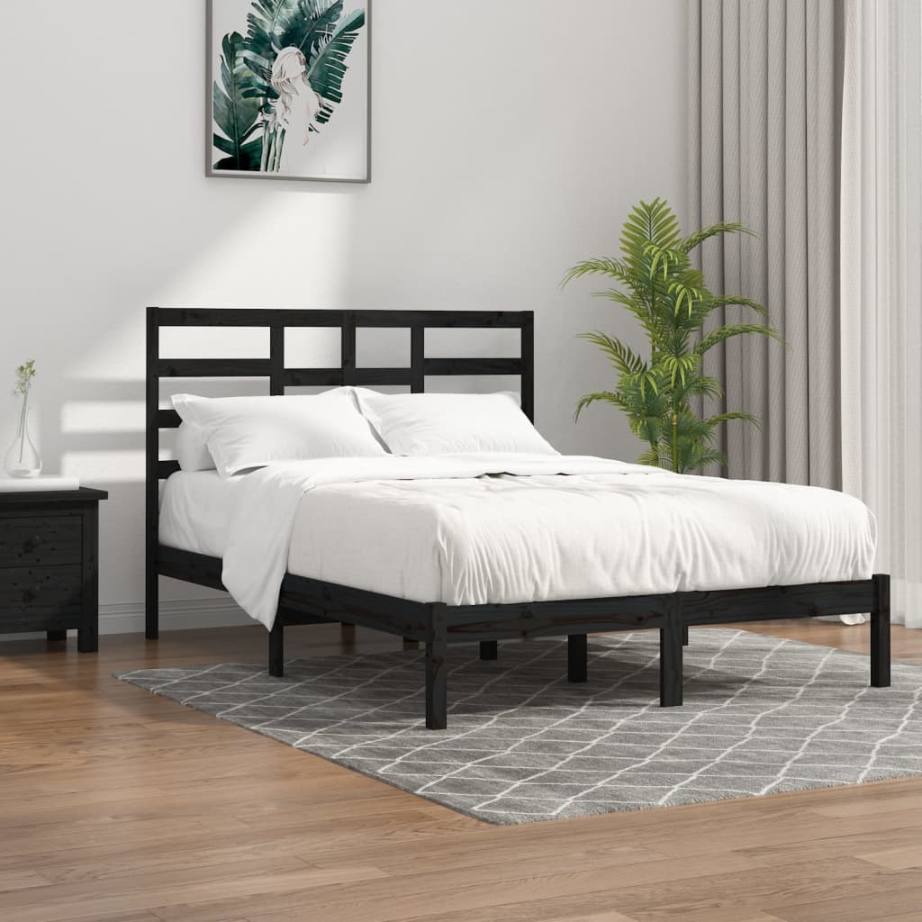 Massief houten bedframe - stijlvol zwart - afmeting 140x190 cm Bedden & bedframes | Creëer jouw Trendy Thuis | Gratis bezorgd & Retour | Trendy.nl