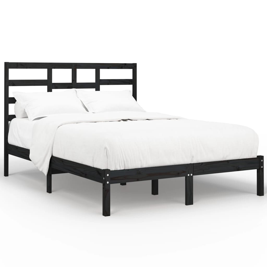 Zwart massief houten bedframe 140x200 cm - Stijlvol en duurzaam Bedden & bedframes | Creëer jouw Trendy Thuis | Gratis bezorgd & Retour | Trendy.nl