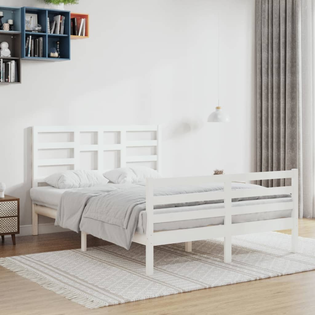 Bedframe massief hout wit 140x200 cm Bedden & bedframes | Creëer jouw Trendy Thuis | Gratis bezorgd & Retour | Trendy.nl