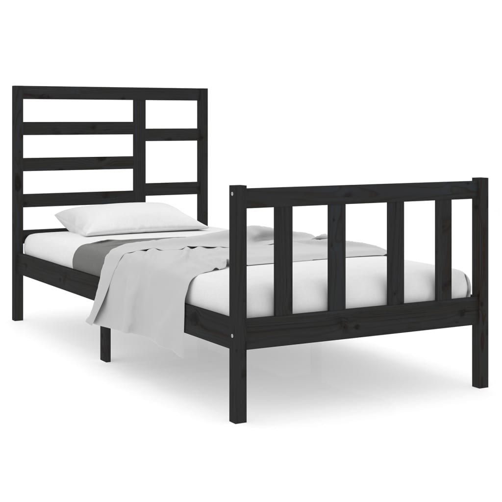 Stevig zwart houten bedframe - 90x190 cm - 3FT Single formaat Bedden & bedframes | Creëer jouw Trendy Thuis | Gratis bezorgd & Retour | Trendy.nl