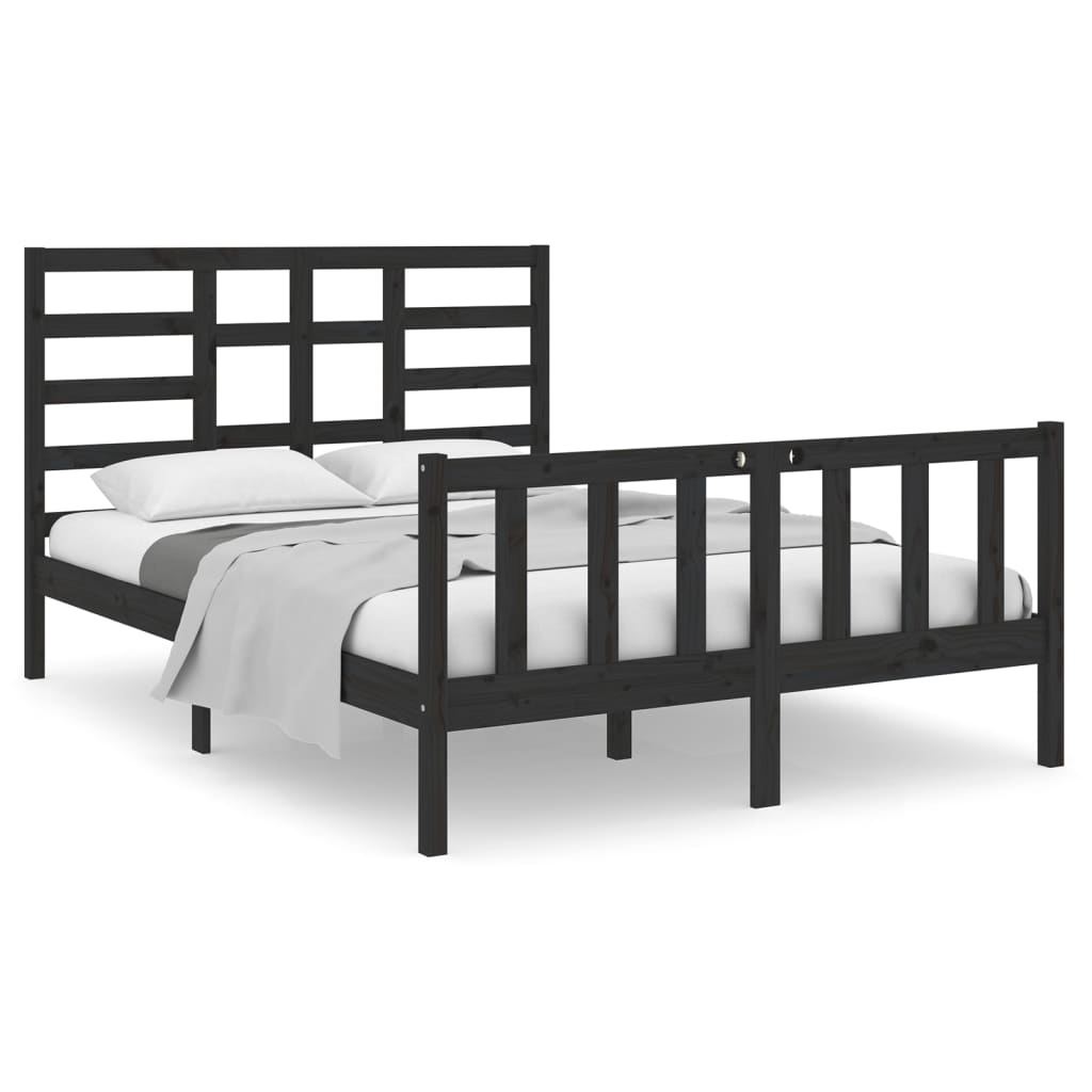 Zwart bedframe van massief hout - 140x190 cm, solide en elegant Bedden & bedframes | Creëer jouw Trendy Thuis | Gratis bezorgd & Retour | Trendy.nl