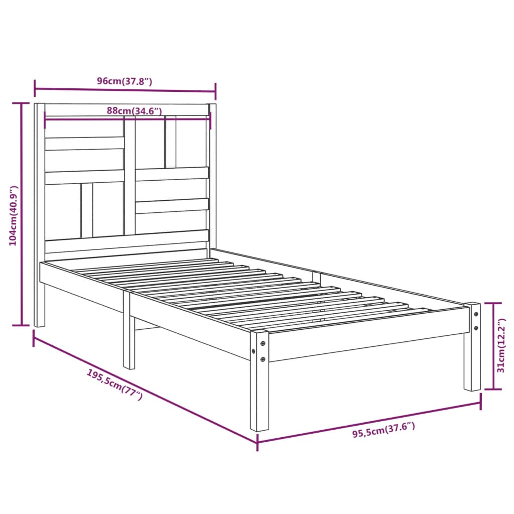 Stijlvol zwart houten bedframe - 90x190 cm - eenpersoons Bedden & bedframes | Creëer jouw Trendy Thuis | Gratis bezorgd & Retour | Trendy.nl