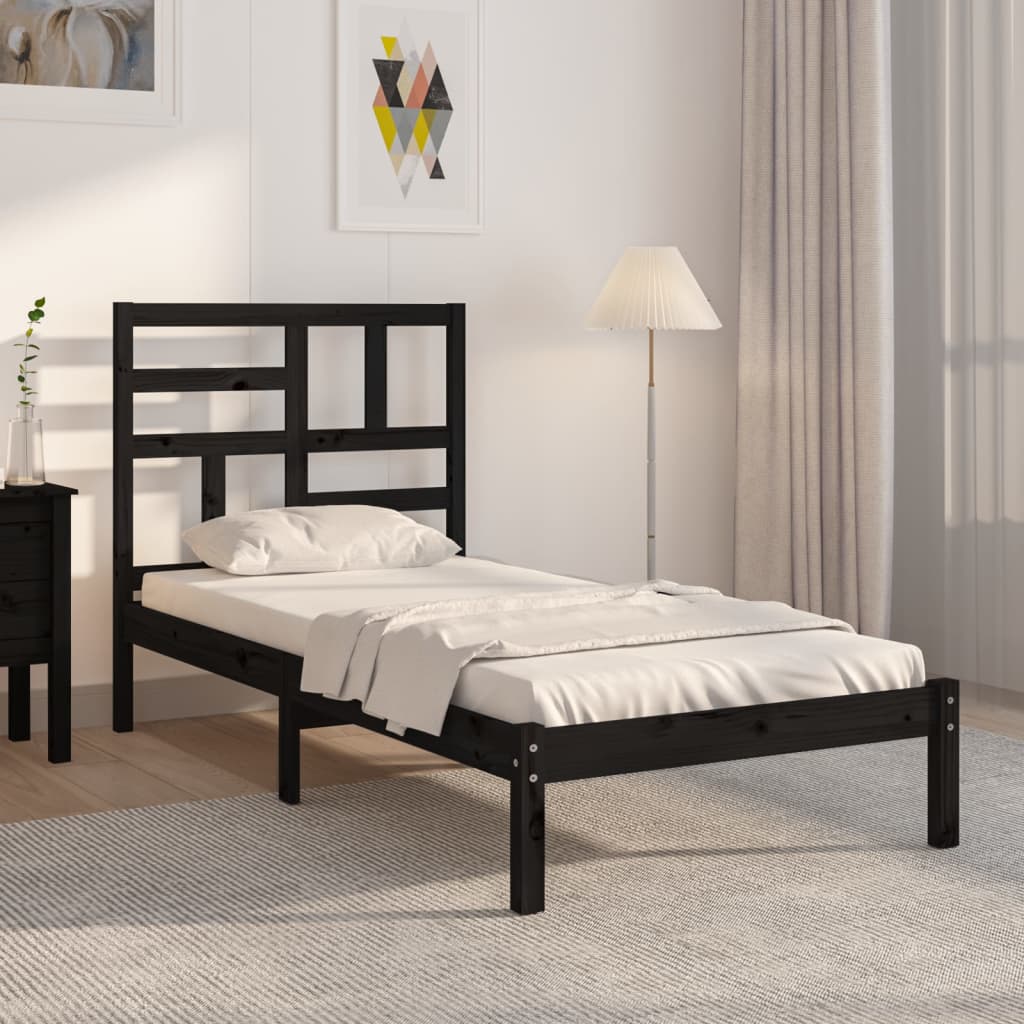 Stijlvol zwart houten bedframe - 90x190 cm - eenpersoons Bedden & bedframes | Creëer jouw Trendy Thuis | Gratis bezorgd & Retour | Trendy.nl